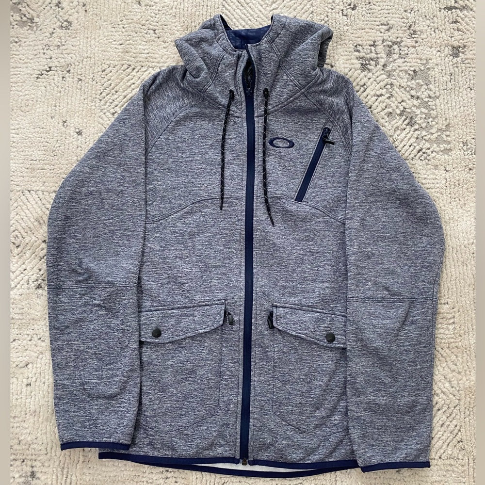 Oakley Men's Vintage Quilted Jacket Blue Full Zip Size Medium Polyester Nylon